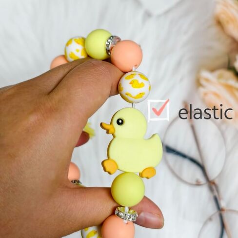 Cute Yellow Duck Keychain Silicone Beads Keyring Soft for Backpack Car Wallet Accessories Gifts for Her Him Birthday in Saudi Arabia