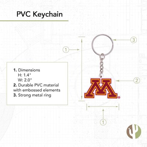 سلسلة مفاتيح Desert Cactus University of Minnesota PVC PVC UMN Golden Gophers Bag Tag، حقيبة ظهر، سيارة، هدية، تذكارية، حلقة مفاتيح (PVC A) in Kuwait