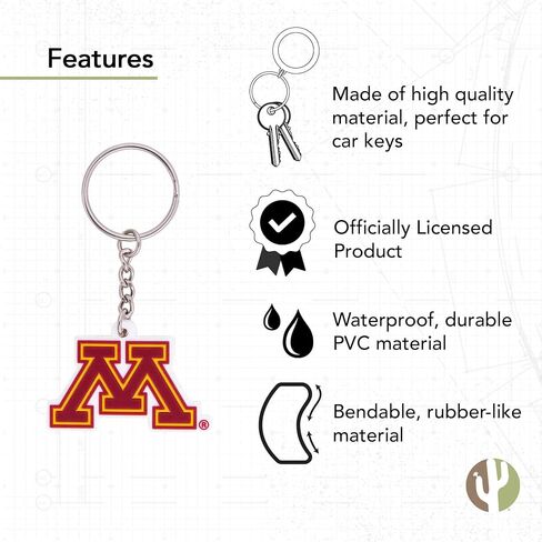سلسلة مفاتيح Desert Cactus University of Minnesota PVC PVC UMN Golden Gophers Bag Tag، حقيبة ظهر، سيارة، هدية، تذكارية، حلقة مفاتيح (PVC A) in Kuwait