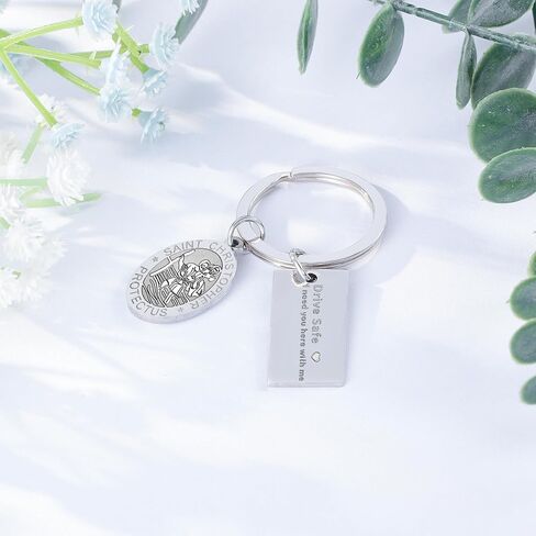 LIUANAN St Christopher Medal Keychain for Car Drive Safe Keychains for Men New Driver Gifts for Him Catholic Jewelry for Men in Saudi Arabia