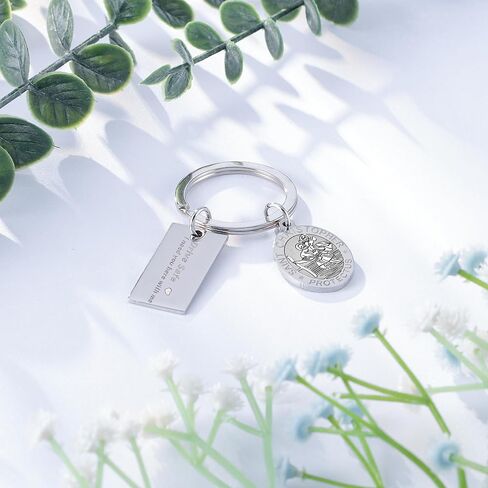 LIUANAN St Christopher Medal Keychain for Car Drive Safe Keychains for Men New Driver Gifts for Him Catholic Jewelry for Men in Saudi Arabia