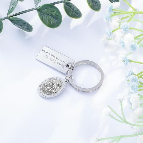 LIUANAN St Christopher Medal Keychain for Car Drive Safe Keychains for Men New Driver Gifts for Him Catholic Jewelry for Men in Saudi Arabia