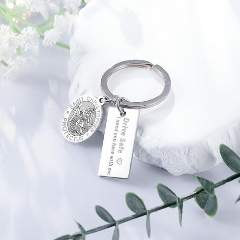 LIUANAN St Christopher Medal Keychain for Car Drive Safe Keychains for Men New Driver Gifts for Him Catholic Jewelry for Men in Saudi Arabia