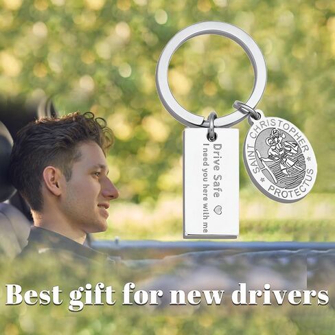 LIUANAN St Christopher Medal Keychain for Car Drive Safe Keychains for Men New Driver Gifts for Him Catholic Jewelry for Men in Saudi Arabia