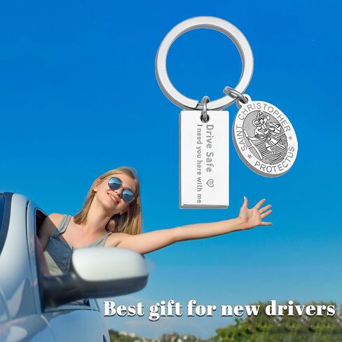 LIUANAN St Christopher Medal Keychain for Car Drive Safe Keychains for Men New Driver Gifts for Him Catholic Jewelry for Men in Saudi Arabia
