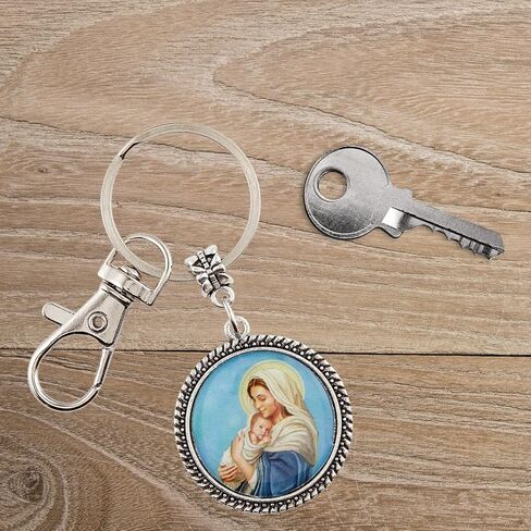 سلسلة مفاتيح Needzo Mary My Spiritual Mother مع مشبك مرفق، إكسسوارات دينية للنساء المسيحيات، هدايا إيمانية ملهمة للأم، 2.75 بوصة in Kuwait