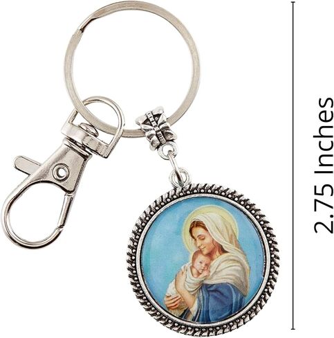سلسلة مفاتيح Needzo Mary My Spiritual Mother مع مشبك مرفق، إكسسوارات دينية للنساء المسيحيات، هدايا إيمانية ملهمة للأم، 2.75 بوصة in Kuwait