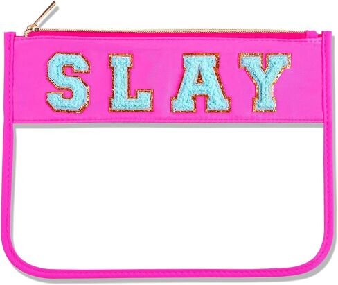 Sun Makeup Bag Summer Sunscreen Clear PVC Cosmetic Letter Pouch bag Beach Pool Swimming Travel Toiletry Pouch Preppy Makeup Bag Storage Organizer Purse for Women Girls Gifts in Saudi Arabia