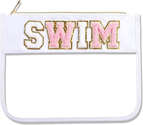 Sun Makeup Bag Summer Sunscreen Clear PVC Cosmetic Letter Pouch bag Beach Pool Swimming Travel Toiletry Pouch Preppy Makeup Bag Storage Organizer Purse for Women Girls Gifts in Saudi Arabia