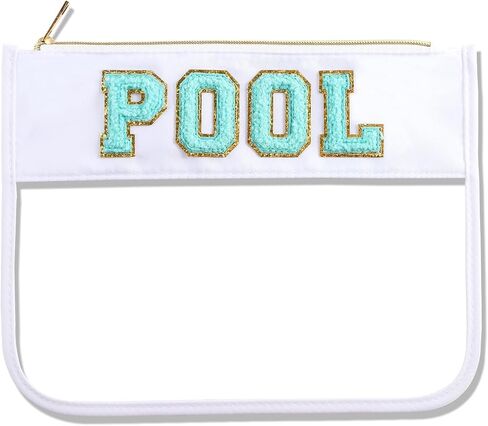 Sun Makeup Bag Summer Sunscreen Clear PVC Cosmetic Letter Pouch bag Beach Pool Swimming Travel Toiletry Pouch Preppy Makeup Bag Storage Organizer Purse for Women Girls Gifts in Saudi Arabia