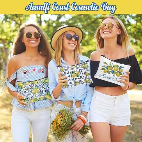 9Pcs Amalfi Coast Cosmetics Bags Italian Lemon Makeup Bags Italy Travel Souvenir Toiletry Bag Lemon Themed Gifts Accessories for Women Bridesmaids Bachelorette Wedding Bridal Shower in Saudi Arabia