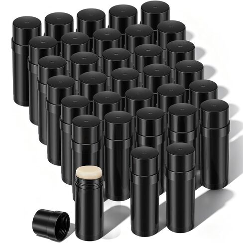 32 Pcs Black Plastic Deodorant Containers,2 oz/60ml Empty Round Twist-Up Solid Stick Tube Container for Homemade Deodorant,Shaving Soap Stick,Heel Lip Balm,Solid Lotion Bars-Top Filling in Saudi Arabia