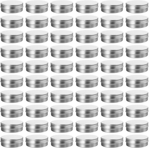 60 Pack 2 OZ Metal Round Tins, Aluminum Tin Cans Containers with Screw Lid for Lotion Bars, Balms, Salve, Spices or Beard Balm in Saudi Arabia