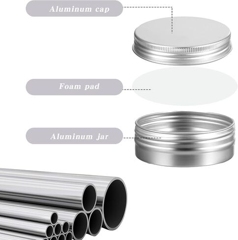 60 Pack 2 OZ Metal Round Tins, Aluminum Tin Cans Containers with Screw Lid for Lotion Bars, Balms, Salve, Spices or Beard Balm in Saudi Arabia