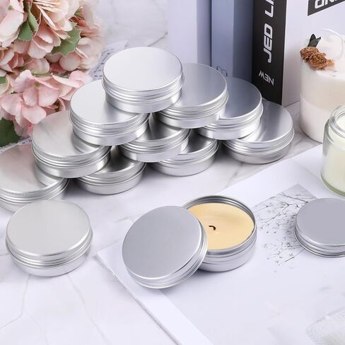 60 Pack 2 OZ Metal Round Tins, Aluminum Tin Cans Containers with Screw Lid for Lotion Bars, Balms, Salve, Spices or Beard Balm in Saudi Arabia
