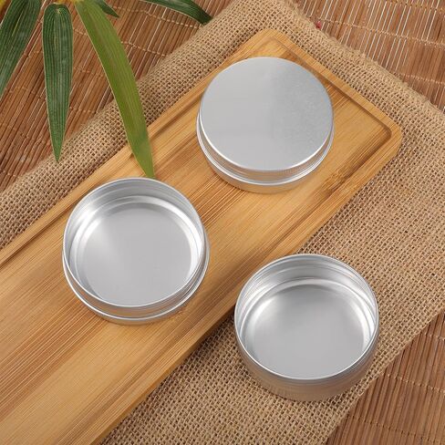 60 Pack 2 OZ Metal Round Tins, Aluminum Tin Cans Containers with Screw Lid for Lotion Bars, Balms, Salve, Spices or Beard Balm in Saudi Arabia