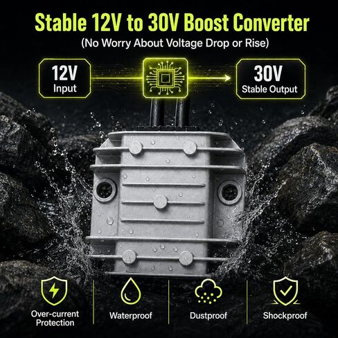9.8FT Starlink Mini Car Adapter, 12V/24V to 30V 3.5A DC Step Up Converter with Digital Display, DC Power Cable with Cigarette Lighter Adapter, Constant Voltage Power Supply for RV Truck in Kuwait