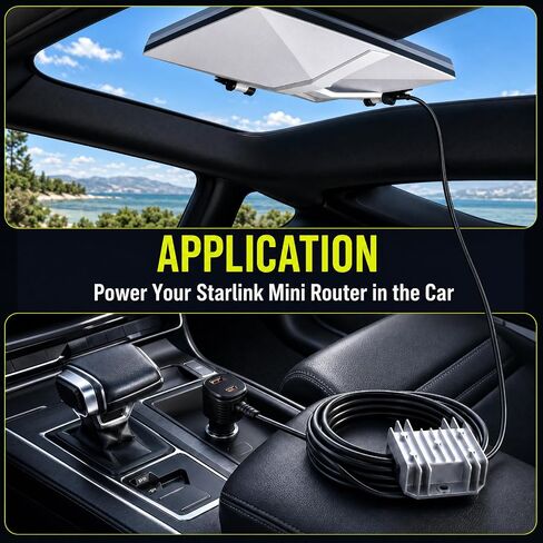 9.8FT Starlink Mini Car Adapter, 12V/24V to 30V 3.5A DC Step Up Converter with Digital Display, DC Power Cable with Cigarette Lighter Adapter, Constant Voltage Power Supply for RV Truck in Kuwait