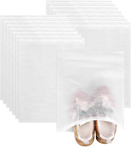 200Pcs Dust Proof Shoe Bags for Storage & Travel, Non-woven Fabrics Shoe Dust Bags with Drawstring, Breathable Shoes Covers for Purse Handbag Sneaker Loafer Sandal Storage Organizer, 11.81" x 14.96" in Saudi Arabia