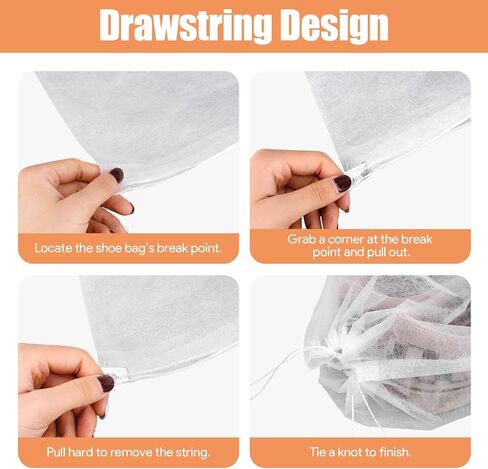200Pcs Dust Proof Shoe Bags for Storage & Travel, Non-woven Fabrics Shoe Dust Bags with Drawstring, Breathable Shoes Covers for Purse Handbag Sneaker Loafer Sandal Storage Organizer, 11.81" x 14.96" in Saudi Arabia