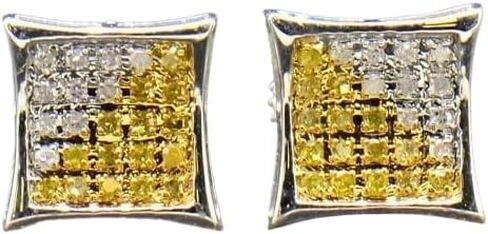 0.32 Carat Simulated White Diamond & Yellow Sapphire 14 K White Gold Plated Push Back Kite Shaped Stud Earrings in Saudi Arabia