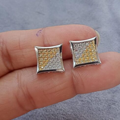 0.32 Carat Simulated White Diamond & Yellow Sapphire 14 K White Gold Plated Push Back Kite Shaped Stud Earrings in Saudi Arabia