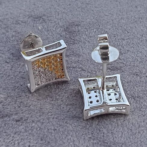 0.32 Carat Simulated White Diamond & Yellow Sapphire 14 K White Gold Plated Push Back Kite Shaped Stud Earrings in Saudi Arabia