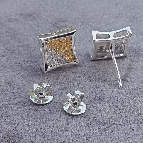0.32 Carat Simulated White Diamond & Yellow Sapphire 14 K White Gold Plated Push Back Kite Shaped Stud Earrings in Saudi Arabia