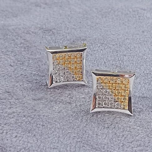 0.32 Carat Simulated White Diamond & Yellow Sapphire 14 K White Gold Plated Push Back Kite Shaped Stud Earrings in Saudi Arabia