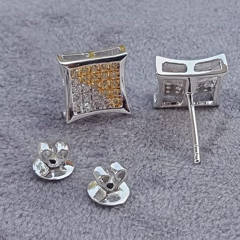 0.32 Carat Simulated White Diamond & Yellow Sapphire 14 K White Gold Plated Push Back Kite Shaped Stud Earrings in Saudi Arabia