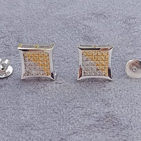 0.32 Carat Simulated White Diamond & Yellow Sapphire 14 K White Gold Plated Push Back Kite Shaped Stud Earrings in Saudi Arabia