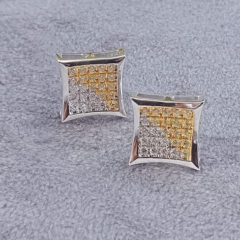 0.32 Carat Simulated White Diamond & Yellow Sapphire 14 K White Gold Plated Push Back Kite Shaped Stud Earrings in Saudi Arabia