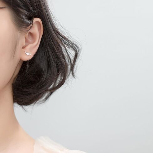 Dinosaur Stud Earrings, S925 Sterling Silver Minimalist Animal Design, Cute & Dainty Studs for Women, Hypoallergenic Gift for Sensitive Ears in Saudi Arabia