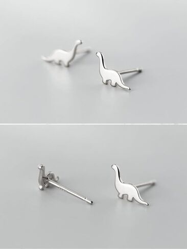 Dinosaur Stud Earrings, S925 Sterling Silver Minimalist Animal Design, Cute & Dainty Studs for Women, Hypoallergenic Gift for Sensitive Ears in Saudi Arabia