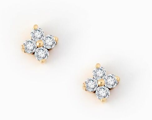 Gelin Diamond Flower Cluster Clover Stud Earrings for Women in 10K Solid Gold in Kuwait