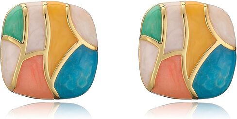Colorful Enamel Earrings Pattern Stud Earrings Oil Painting Style Earring in Saudi Arabia