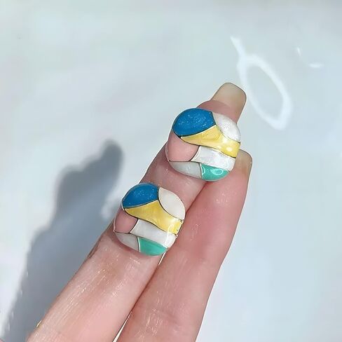 Colorful Enamel Earrings Pattern Stud Earrings Oil Painting Style Earring in Saudi Arabia