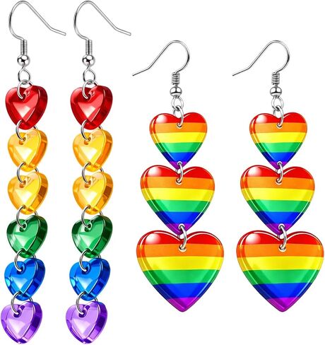 Pride Earrings, Rainbow Stud Earrings for Pride Outfits, Pride Accessories for Pride Month Celebrations and Daily Wear, Set of Two Pairs of Colorful Earrings in Saudi Arabia