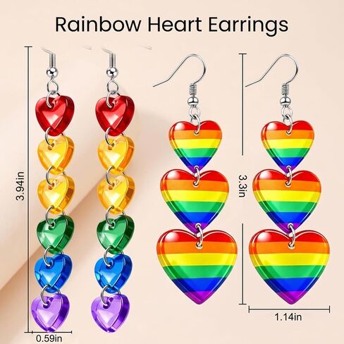Pride Earrings, Rainbow Stud Earrings for Pride Outfits, Pride Accessories for Pride Month Celebrations and Daily Wear, Set of Two Pairs of Colorful Earrings in Saudi Arabia