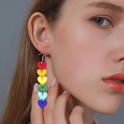 Pride Earrings, Rainbow Stud Earrings for Pride Outfits, Pride Accessories for Pride Month Celebrations and Daily Wear, Set of Two Pairs of Colorful Earrings in Saudi Arabia