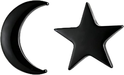 Stainless Steel Black Moon Star Stud Earrings, 8mm Moon 7mm Star Small Earrings in Saudi Arabia