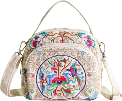 Jursccu Small Crossbody Bags for Women Flower Embroidery Tote Handbag Casual Shoulder Bag in Saudi Arabia
