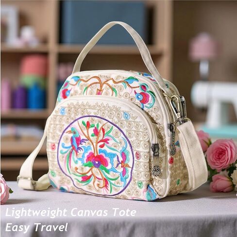 Jursccu Small Crossbody Bags for Women Flower Embroidery Tote Handbag Casual Shoulder Bag in Saudi Arabia