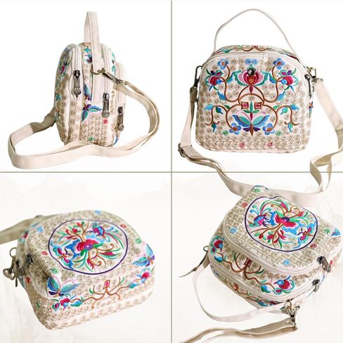 Jursccu Small Crossbody Bags for Women Flower Embroidery Tote Handbag Casual Shoulder Bag in Saudi Arabia