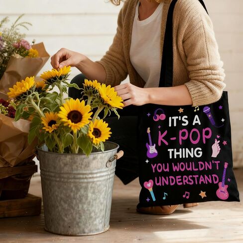 Kpop Canvas Tote Bag for Girls Women, Kpop Merch, K-Pop Gifts for K Pop Fan Lover, Korean Drama Tote Bag for Women, Music Gifts for Music Lovers, KPOP Birthday Decoration, K pop Party Favor Bags in Saudi Arabia
