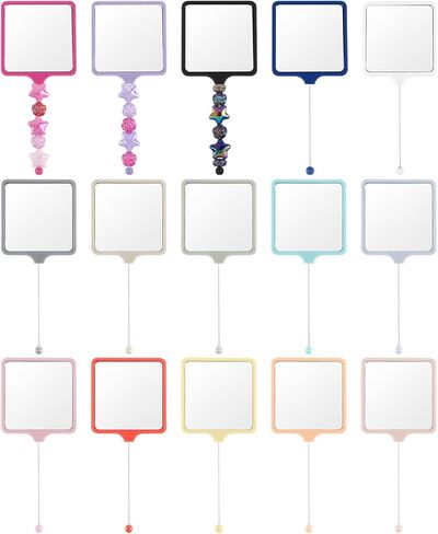 AUEAR, 15 Pack Beadable Handheld Mirrors Portable Travel Makeup Mirror for DIY Making Crafts (15 Colors) in Saudi Arabia