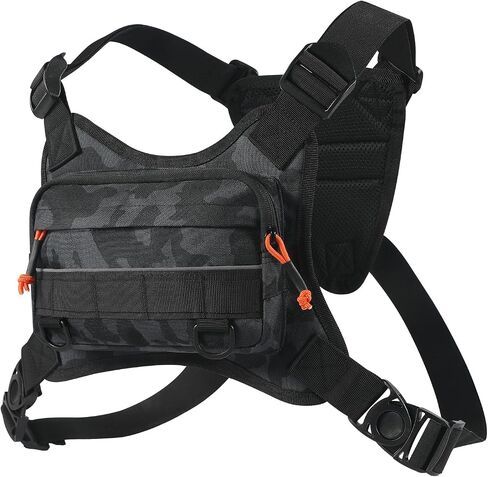 Running Vest for Men and Women, Lightweight Chest Pack with Phone Holder and Adjustable Strap, Reflective Water Resistant Chest Bag for Workouts, Cycling and Hiking (Black Camo) in Kuwait
