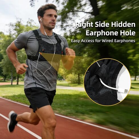 Running Vest for Men and Women, Lightweight Chest Pack with Phone Holder and Adjustable Strap, Reflective Water Resistant Chest Bag for Workouts, Cycling and Hiking (Black Camo) in Kuwait