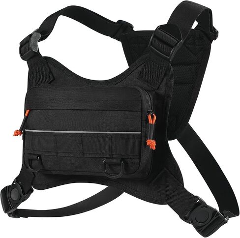 Running Vest for Men and Women, Lightweight Chest Pack with Phone Holder and Adjustable Strap, Reflective Water Resistant Chest Bag for Workouts, Cycling and Hiking (Black Camo) in Kuwait