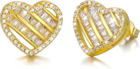 Cubic Zirconia Heart Stud Heart Shaped Earrings Hypoallergenic Stud Jewelry Gift for Women Men in Saudi Arabia